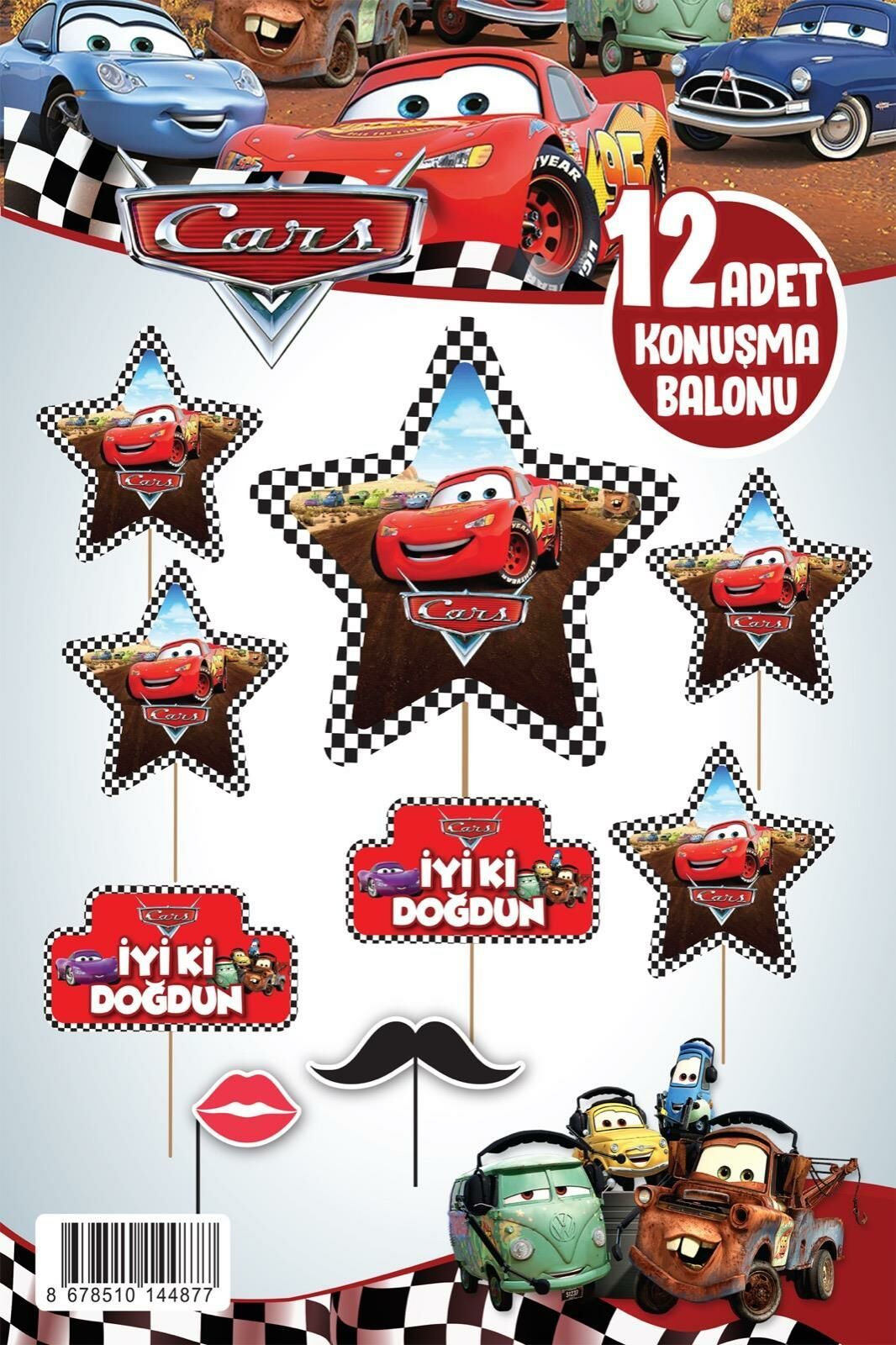 KONUŞMA BALONU SET 12 Lİ CARS