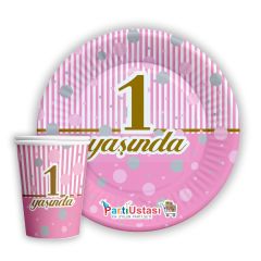 TABAK BARDAK 1 YAŞ PEMBE