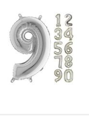 40 INC FOLYO BALON RAKAM GÜMÜŞ 9